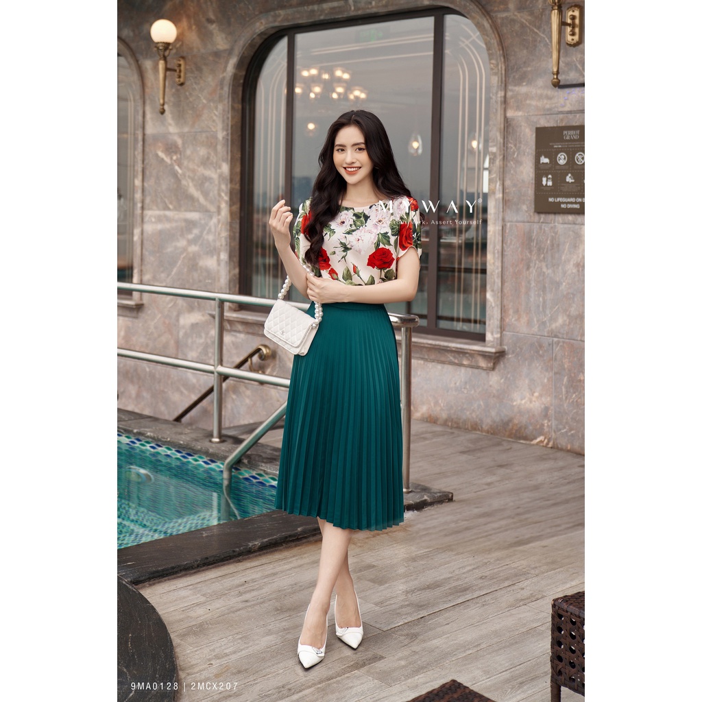 Áo Sơ Mi Lụa Nữ MY WAY Ngắn Tay In Họa Tiết Cao Cấp 9MA0128
