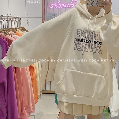 Áo Khoác Hoodie Nỉ ONCE SWEET Nữ Unisex Form Rộng Ulzzang