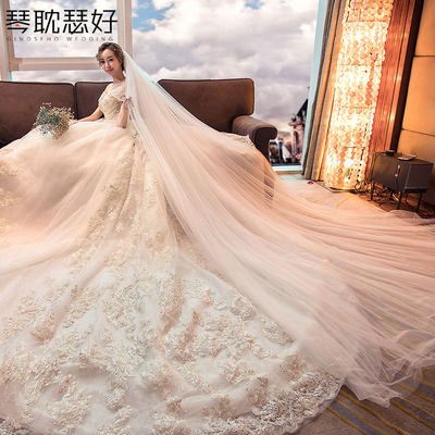 Phụ kiện kết hôn kiểu Hàn Quốc mẫu mới 2020 của cô dâu ren Phụ Kiện cưới dài 3 mét
