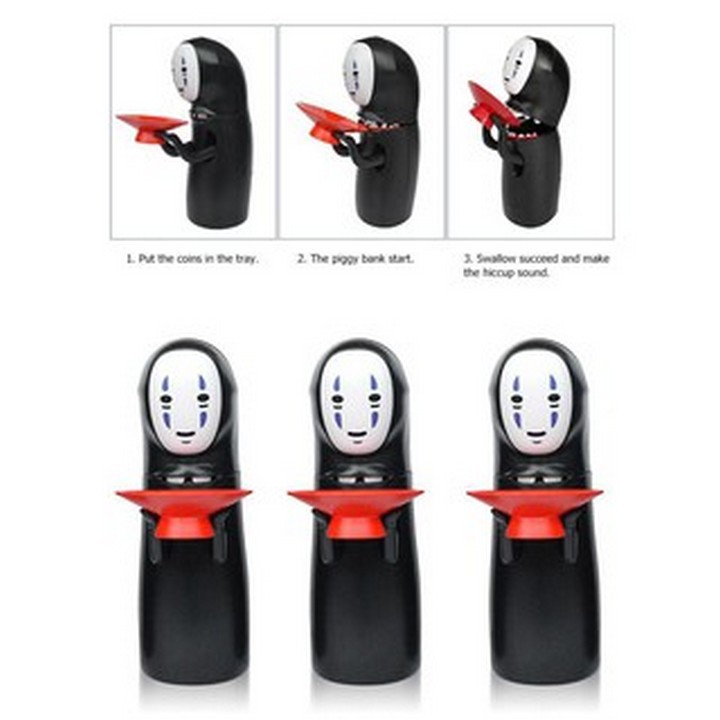 Ống ăn xu tiết kiệm vô diện anime Ghibli Spirited Away Vùng Đất Linh Hồn chibi dễ thương biểu diễn theo nhạc