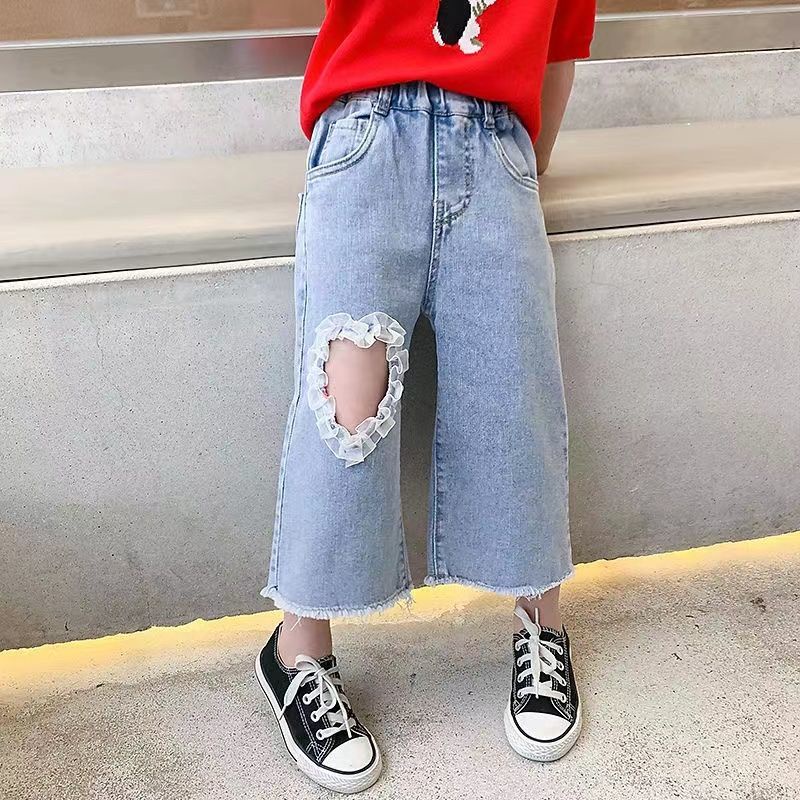 Mới Quần Jeans Lưng Cao Dáng Rộng Phong Cách Thời Trang 2022 Dành Cho Bé Gái