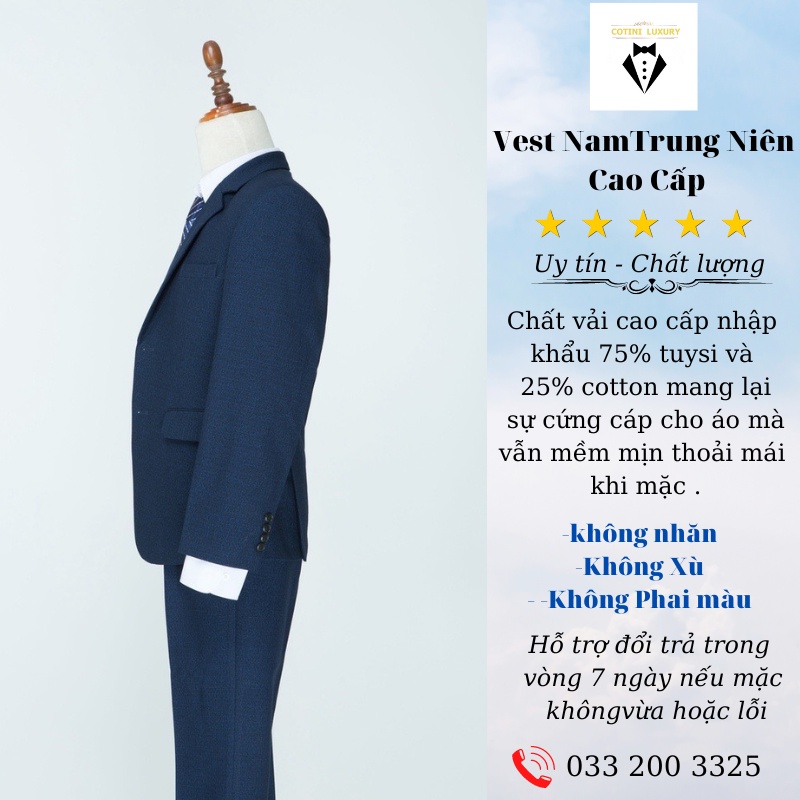 Bộ Comple Veston Trung Tuổi Cao Cấp Gồm 1 Quần + 1 Áo