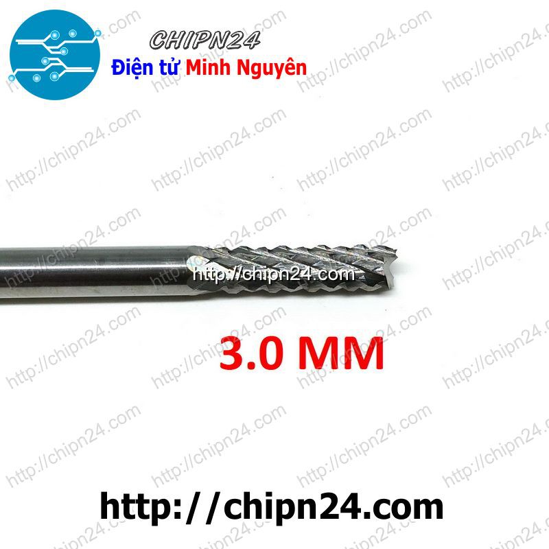 [1 CÂY] Mũi PHAY mạch in CNC HỢP KIM 3.0mm (Mạch điện tử, PCB)