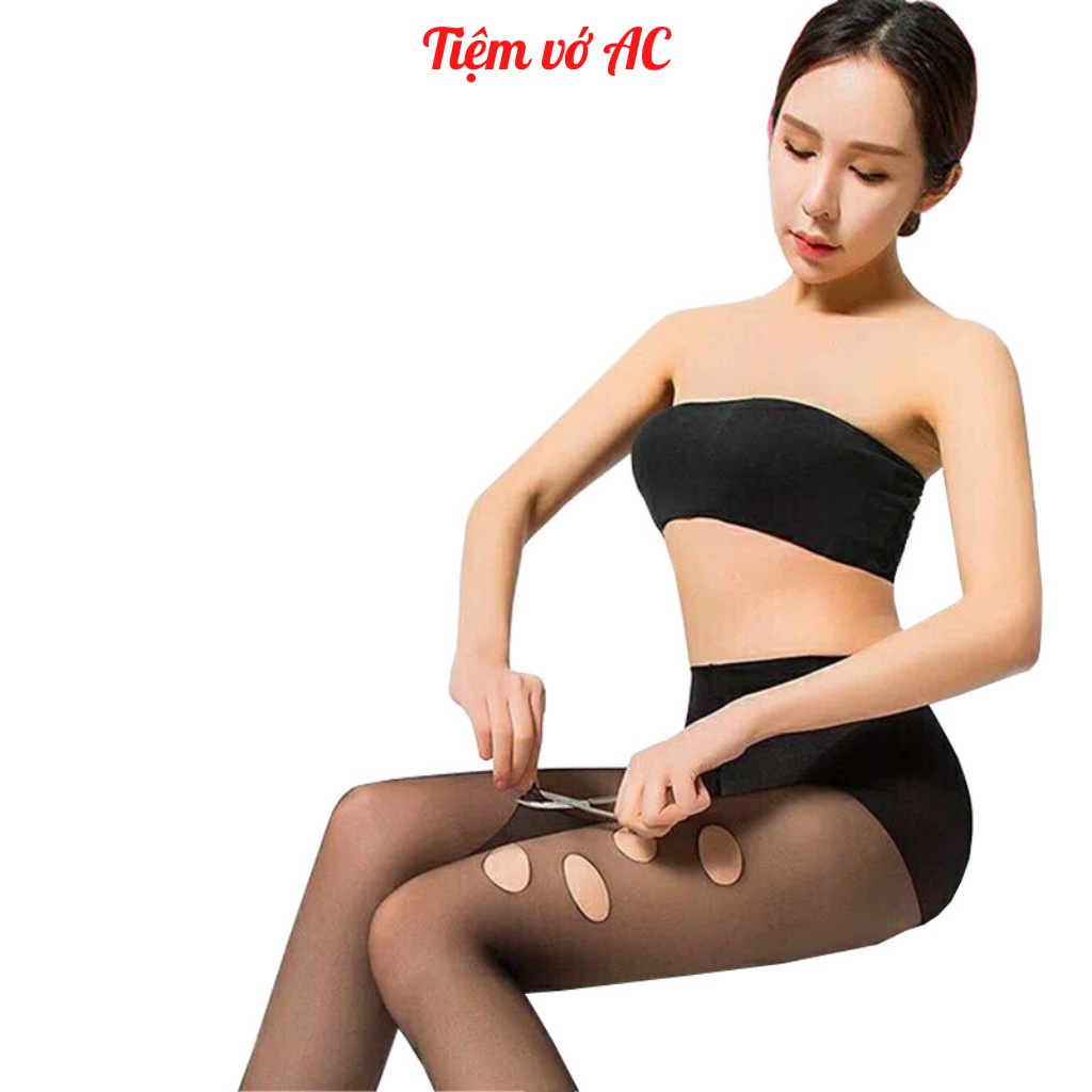 Quần tất tàng hình 3d siêu dai 2 màu da chân den nhật che khuyết điểm QT01