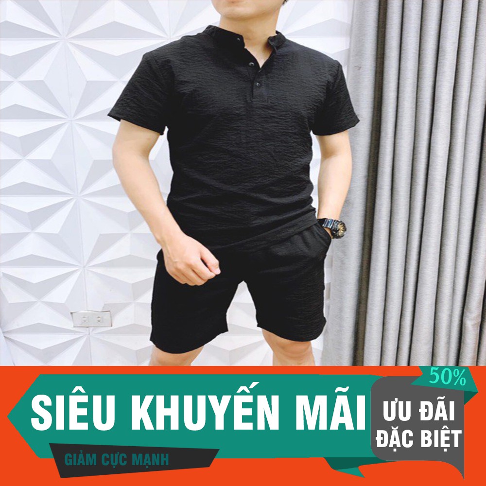 [Giảm Giá Chào Hè]Bộ Đũi Nam Cộc Tay Cổ Tàu, Chất Đũi Thái, Form Chuẩn Mặc Mát Lạnh