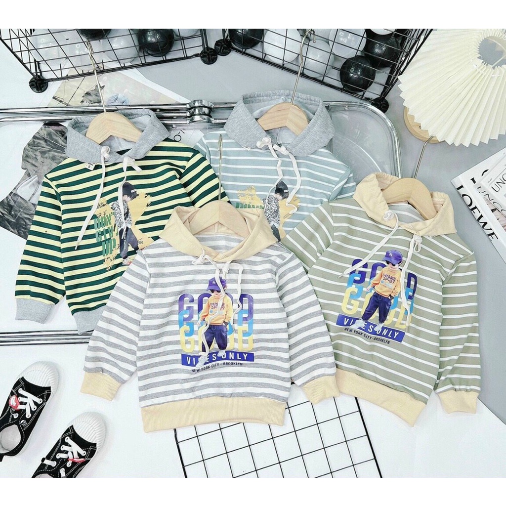 Áo thun dài tay, áo hoodie cho bé trai phong cách Hàn Quốc từ 10-18kg hàng Quảng Châu cao cấp