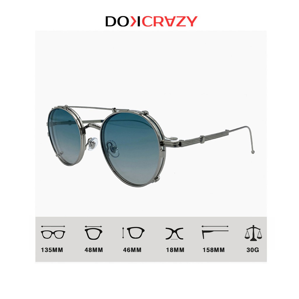 Kính mát râm cận clip on DABLO local brand DOKCRAZY thời trang nam nữ gọng tròn mắt râm ngầu phân cực chống tia UV retro | BigBuy360 - bigbuy360.vn
