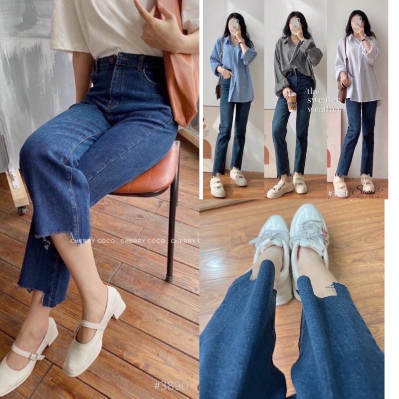 [Ảnh thật/Video]QUẦN ỐNG ĐỨNG SAMI TÚI HỘP CẮT GẤU PHONG CÁCH HÀN QUỐC