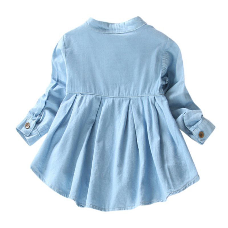 Áo sơ mi vải mềm denim thời trang cho bé gái