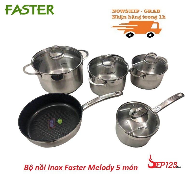 Bộ nồi inox Faster Melody 5 món cao cấp đun bếp từ