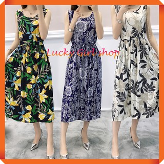 [MỚI] Đầm Maxi Hoa Vải Xô Lụa Mùa Hè Hàng Nhập Quảng Châu Size Dưới 60Kg - Lucky Girl shop
