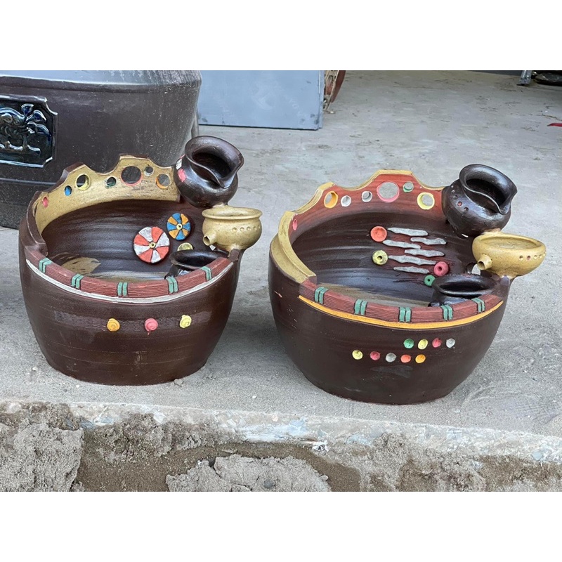 Thác nước phong thuỷ gốm,đài phun nước để bàn,ban thần tài cao 50cm,tặng kèm máy bơm