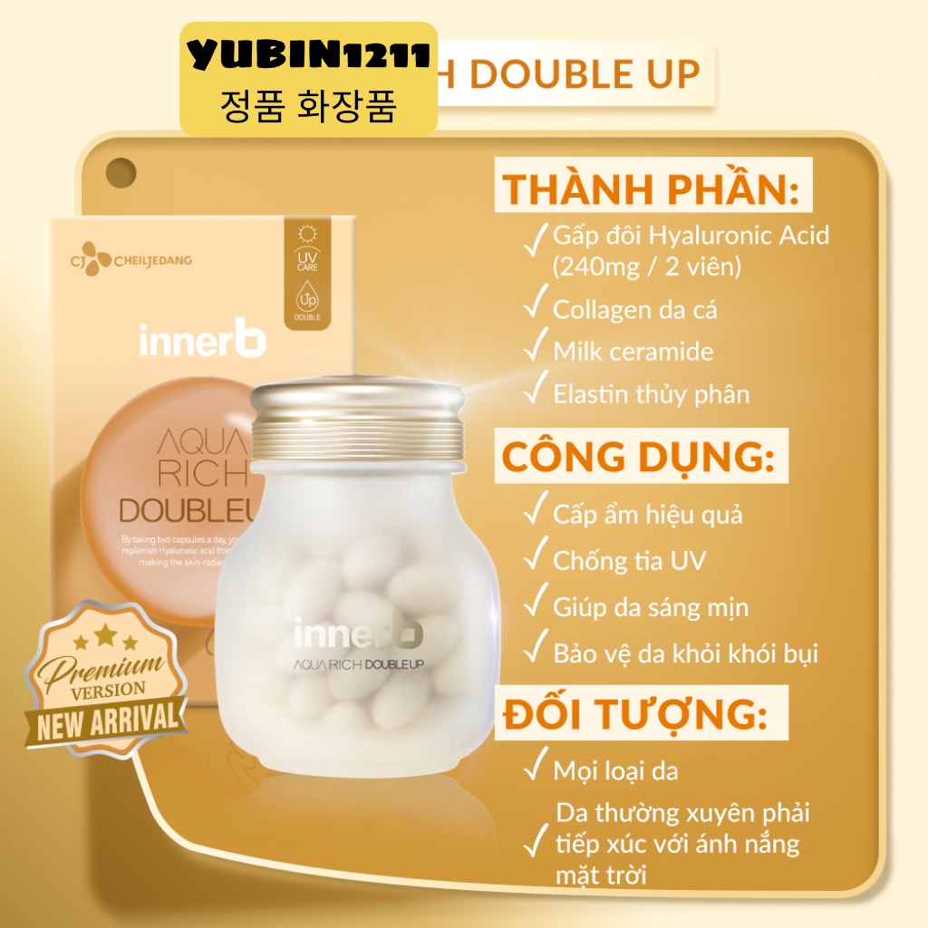 [CÓ BILL]Viên Uống Cấp Nước Innerb Aqua Rich 70V