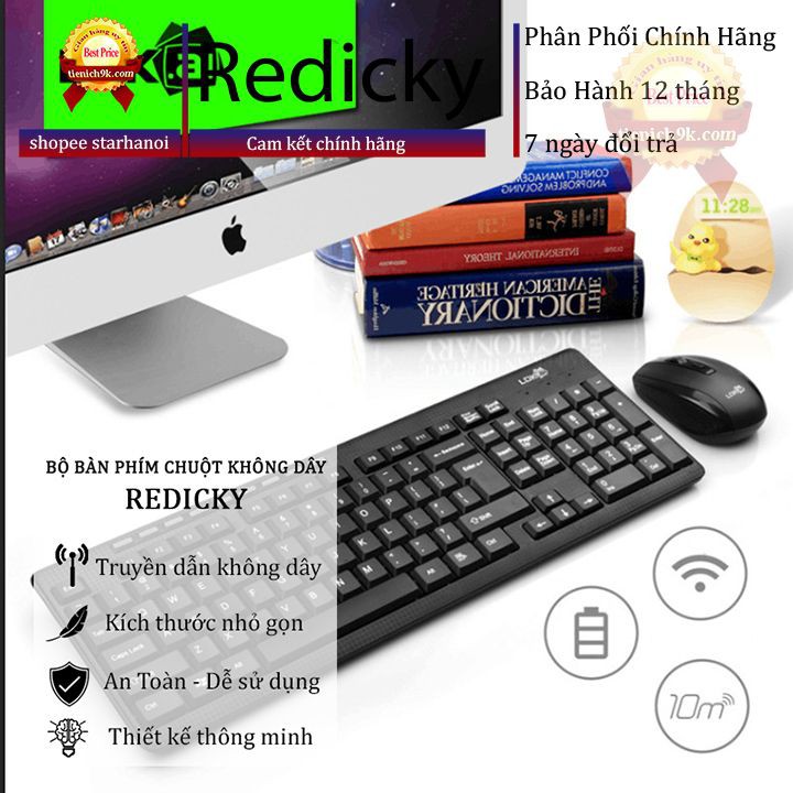 Bộ Bàn phím không dây kèm chuột REDICKY LDK GR-50 cho máy tính PC Laptop