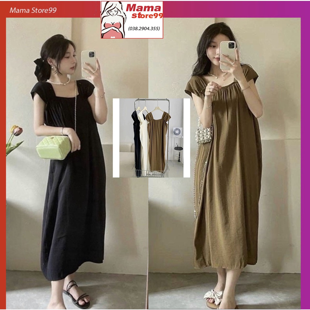 Váy Bầu Suông Mùa Hè Tay Ngắn Cổ Jum. Đầm Bầu Thiết Kế Công Sở Đi Chơi Dạo Phố Xinh Xắn HN0256 Mama Store99