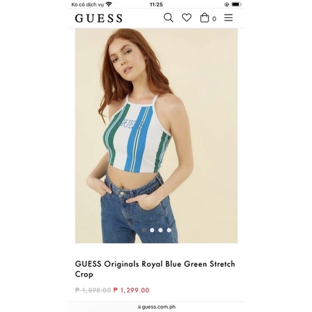 Áo croptop xuất dư chính hiệu Guess