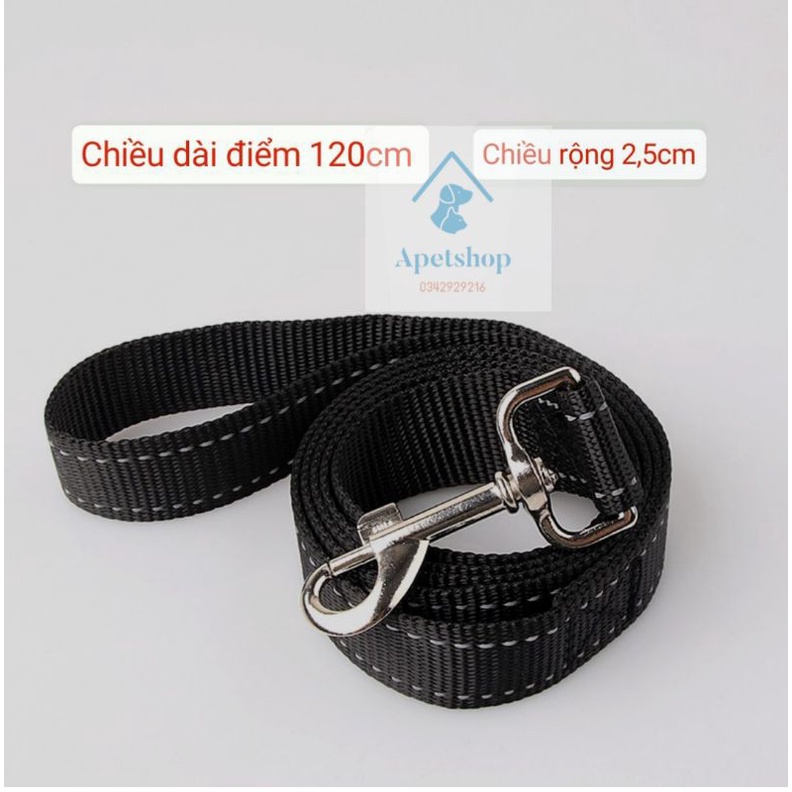 Dây dắt chó thú cưng đi dạo bản đen dẹt, Dây xích cho chó to lớn chất liệu vải polyester loại rời DDDET
