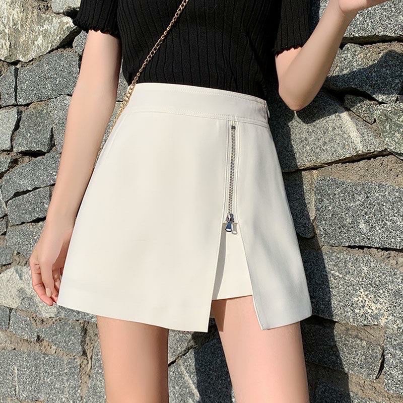 Quần Váy Nữ - Quần Sooc Giả Váy Lưng Cao Khoá Xẻ Tà