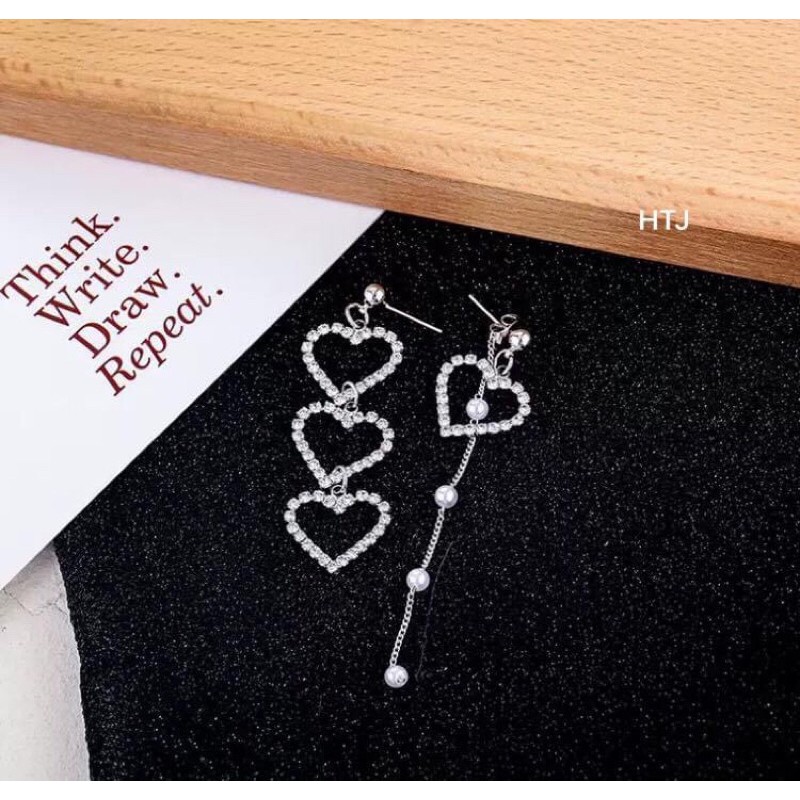 BÔNG TAI BẠC MẶT TIM CAO CẤP