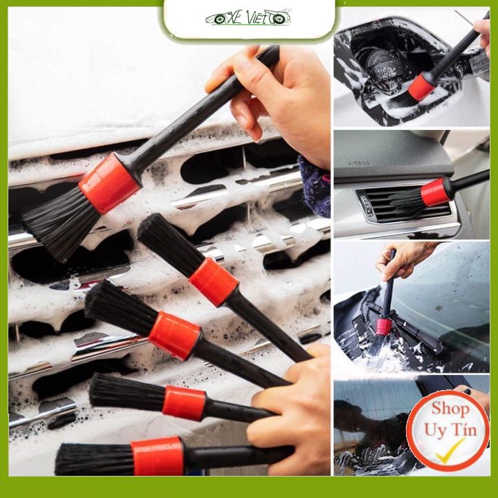 Chổi Vệ Sinh Nội Thất Ô Tô Đa Năng Đen Đỏ - Chổi vệ sinh điều hòa ô tô, dụng cụ vệ sinh nội thất ô tô đa năng