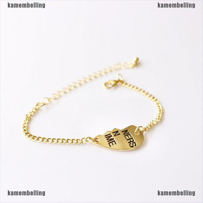 Set 2 Vòng Tay Mặt Trái Tim Chia Đôi Khắc Chữ Best Friends Forever