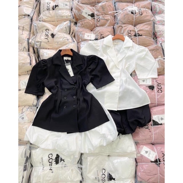 SET ÁO VEST CHÂN VÁY BỒNG Đen Trắng | BigBuy360 - bigbuy360.vn