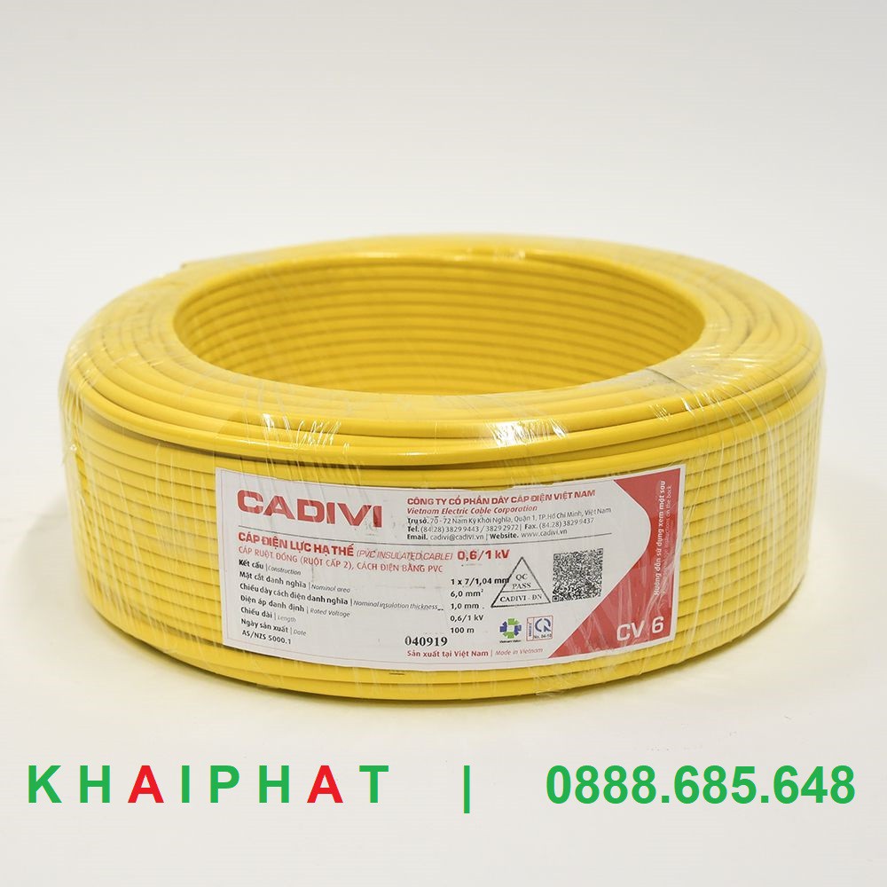 Cadivi Dây điện đơn cáp điện đơn Dây điện mềm CV6 CV 6 6. . CHẤM MM2 giá tốt giá rẻ hàng chính hãng - KHẢI PHÁT ELECTRIC