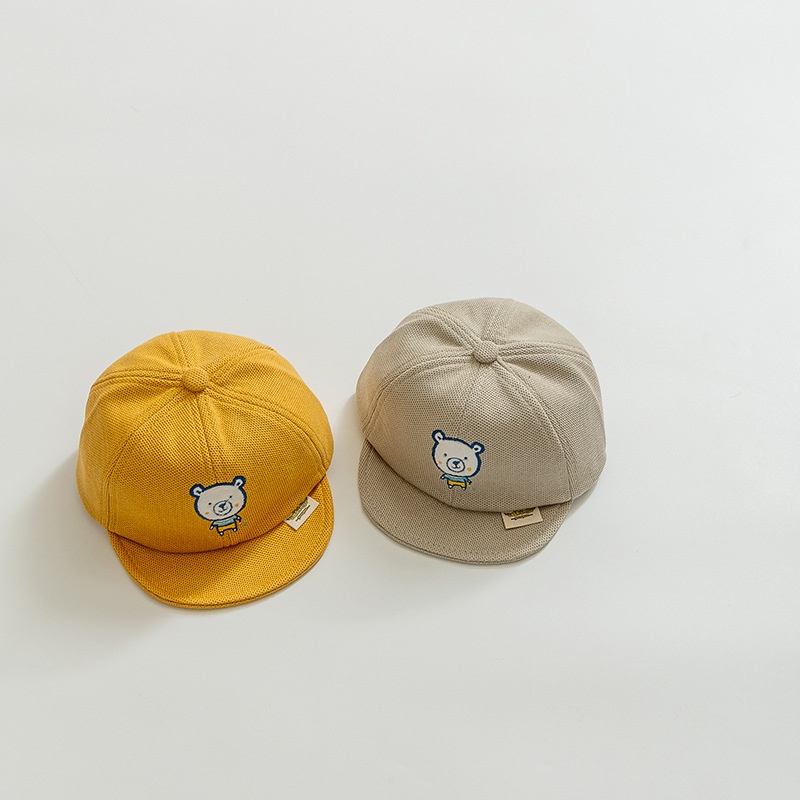 Mũ Lưỡi Trai Vành Mềm Thêu Hình Gấu Hoạt Hình Phong Cách Hàn Quốc Cho Bé