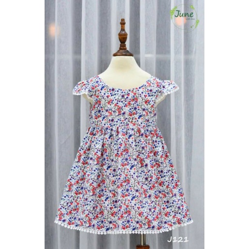 Đầm bé gái June họa tiết hoa liti đầm thoát mát cho bé mặc hè