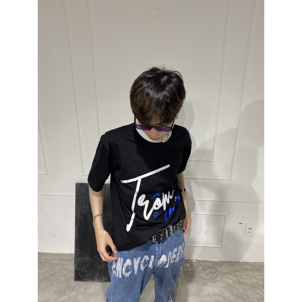 Áo thun nam nữ unisex basic banawa 100% cotton tay lỡ form rộng - Trộm Vía Tee - Màu Đen