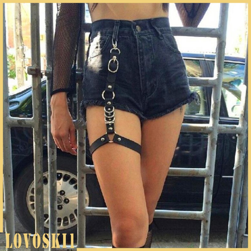 Elastic Leather Strap Body Suspender Punk Rock Thigh Garter Belt Leg Harness