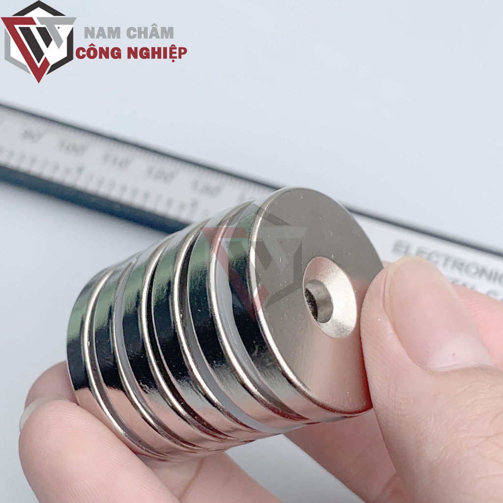 Nam châm tròn 30x5mm lỗ 5mm nam châm đất hiếm giá rẻ siêu mạnh