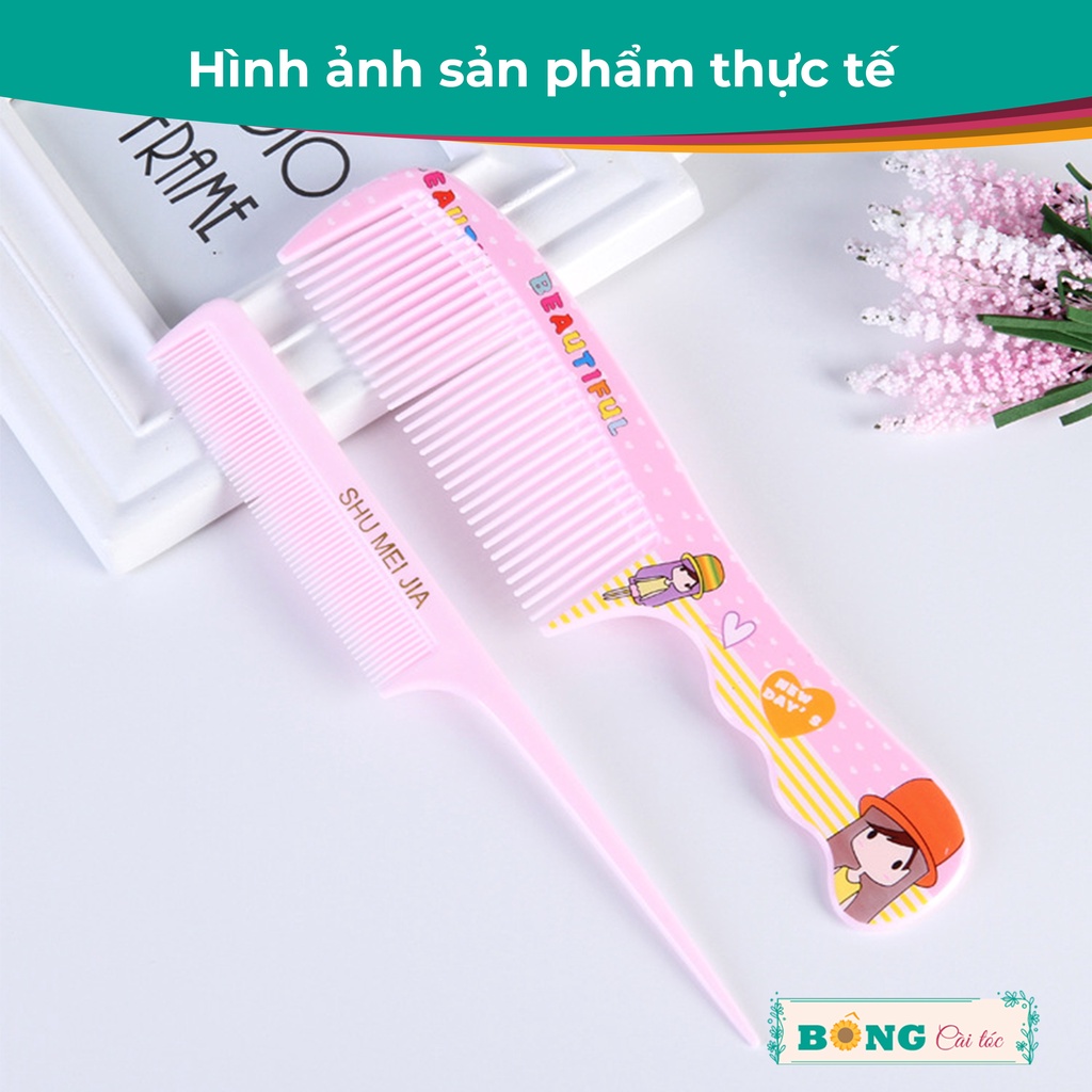 Set lược chải tóc 2 chiếc họa tiết hoạt hình nhiều màu phong cách chibi dễ thương LCT10 - Lược BÔNG Cài Tóc