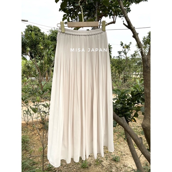 Chân váy xếp ly Chiffon Pleated Skirt U N I Nhật