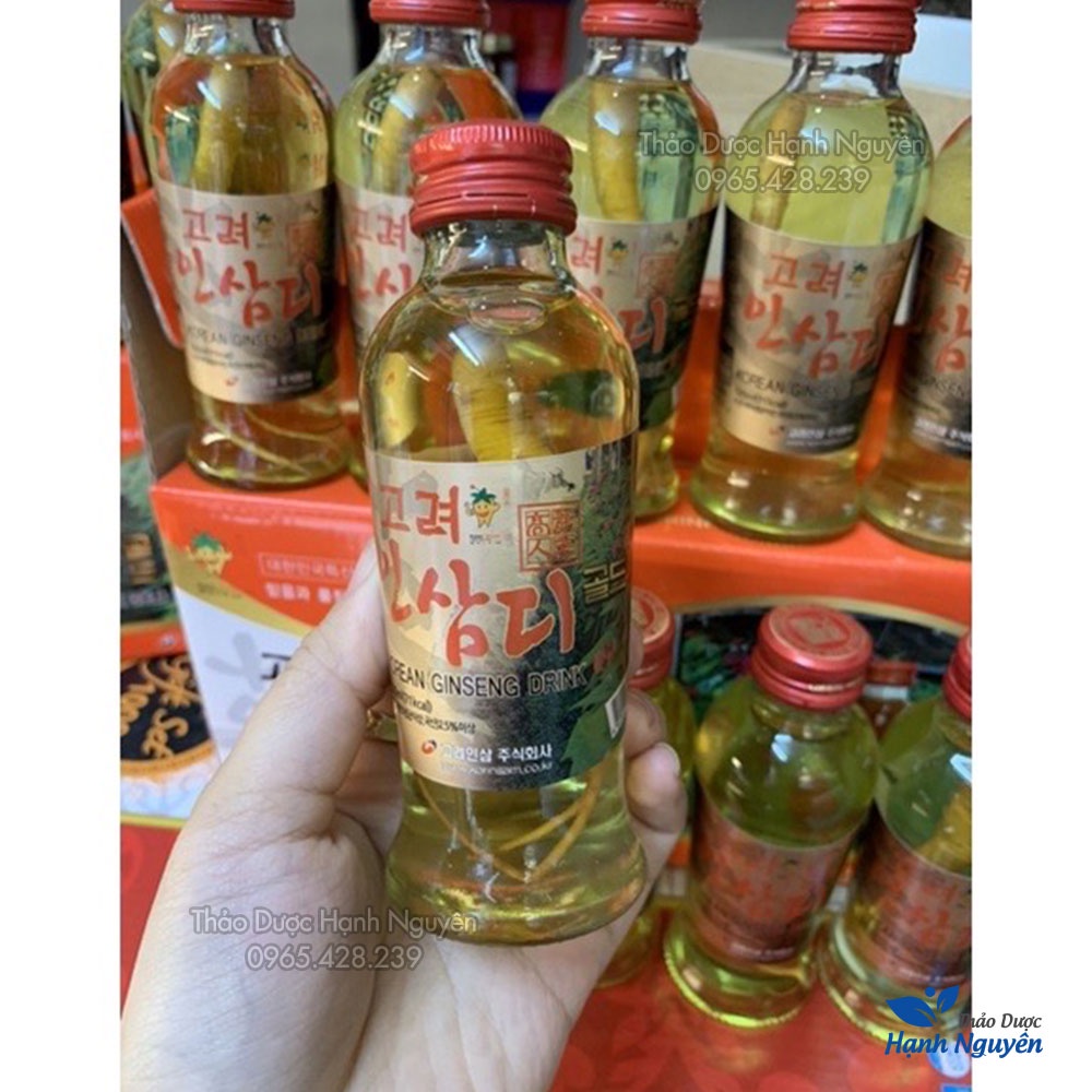 Nước Hồng Sâm Có Củ Nguyên Chất Hàn Quốc (10 chai x 120ml/chai) - Thảo Dược Hạnh Nguyên