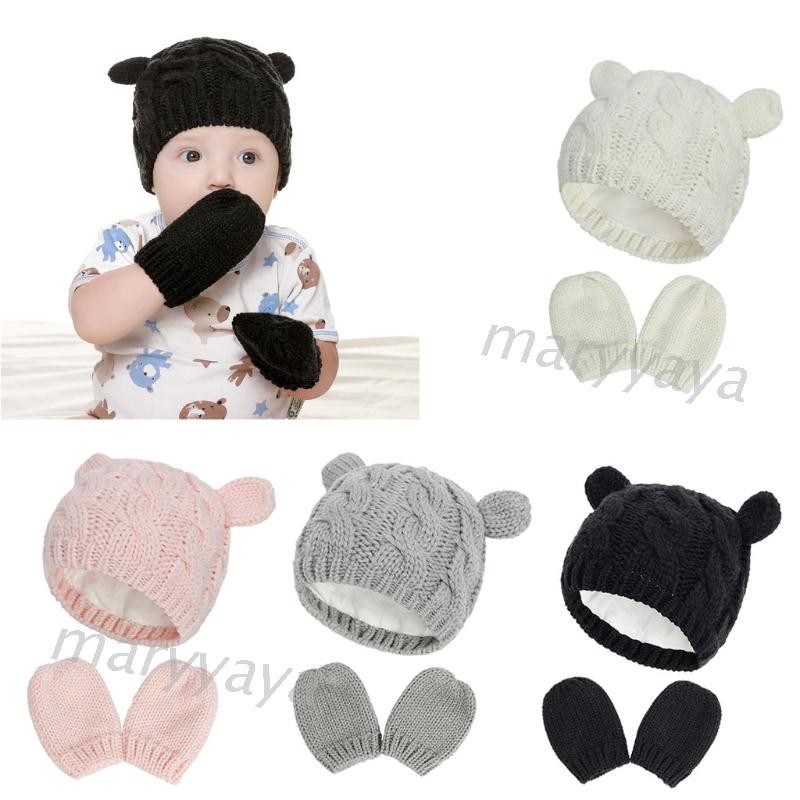 Nón Len Kèm Găng Tay Giữ Ấm Thiết Kế Đáng Yêu Cho Bé