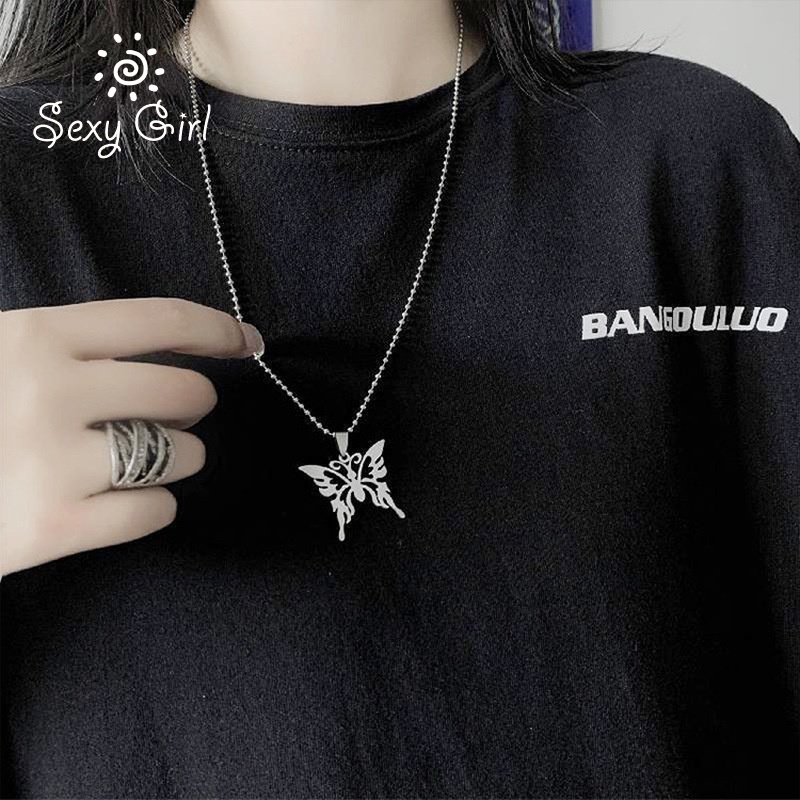 Vòng cổ Inox Mặt Hình Bướm Dễ Thương Cho Nữ