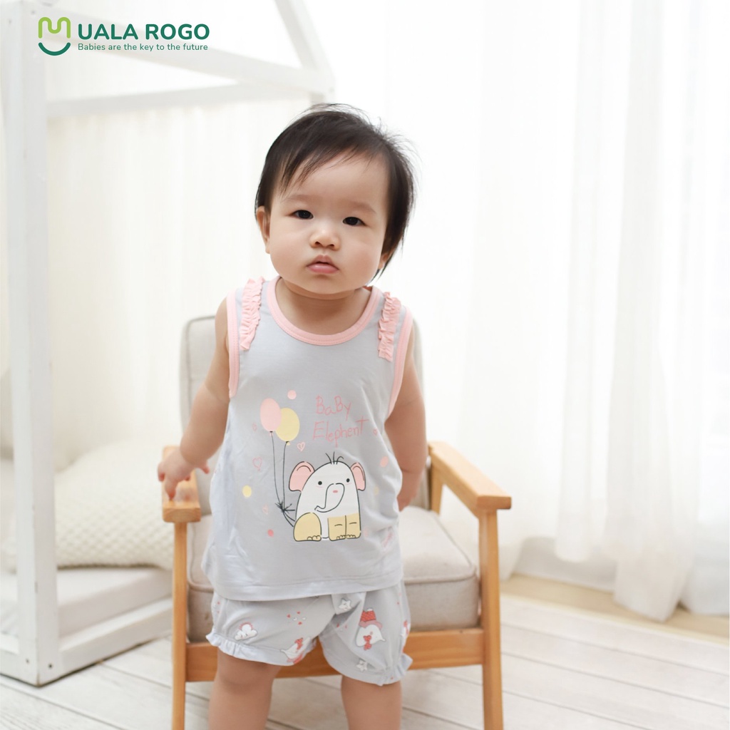 Bộ Uala Rogo Bamboo siêu mềm mịn cao cấp thoáng mát thấm hút tốt hot bộ ba lỗ viền đậm cho bé trai bé gái 2013 2022