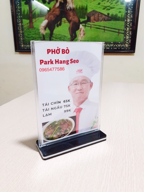 kệ mica để bàn,menu mica A5,A6,A7 (15 x 21cm) và (10 x 15cm)