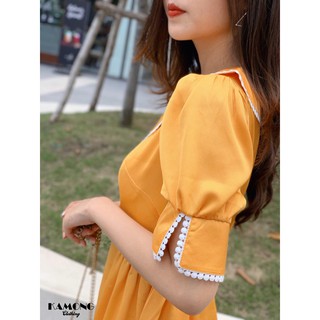 ĐẦM CỔ SEN VIỀN REN ( VÀNG ) D028
