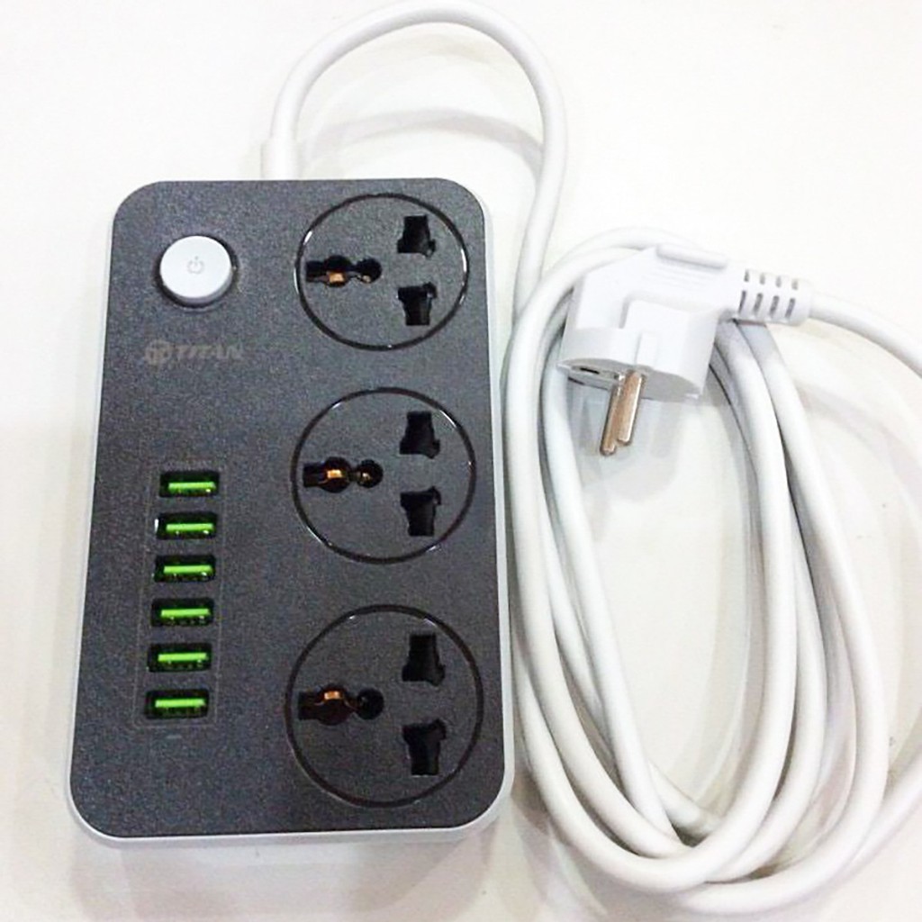Ổ cắm điện thông minh 6 USB sạc nhanh 3.4A, dây dài 2 mét TITAN CD01 - Hàng chính hãng