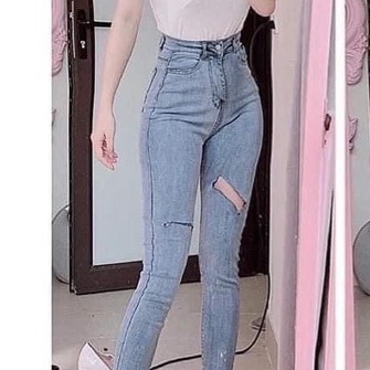 Quần jeans dài nữ rách , quần cạp cao vải con dãn tôn dáng , hàng chuẩn shop T-Fashion Shop M620