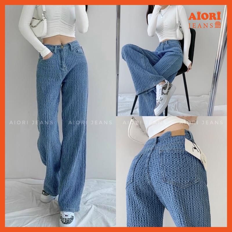 Jeans Lưng Cao Dáng Suông Ống Rộng Thoáng Mát Ulzzang Chất Bò Cao Cấp_Mã 280