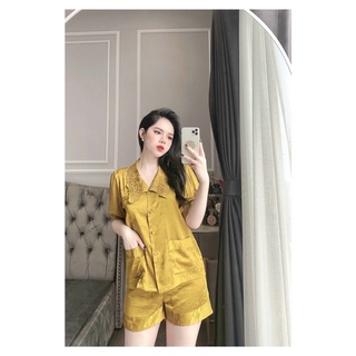 PYJAMA LỤA CỘC ĐÙI QUẢNG CHÂU VÀNG XINH