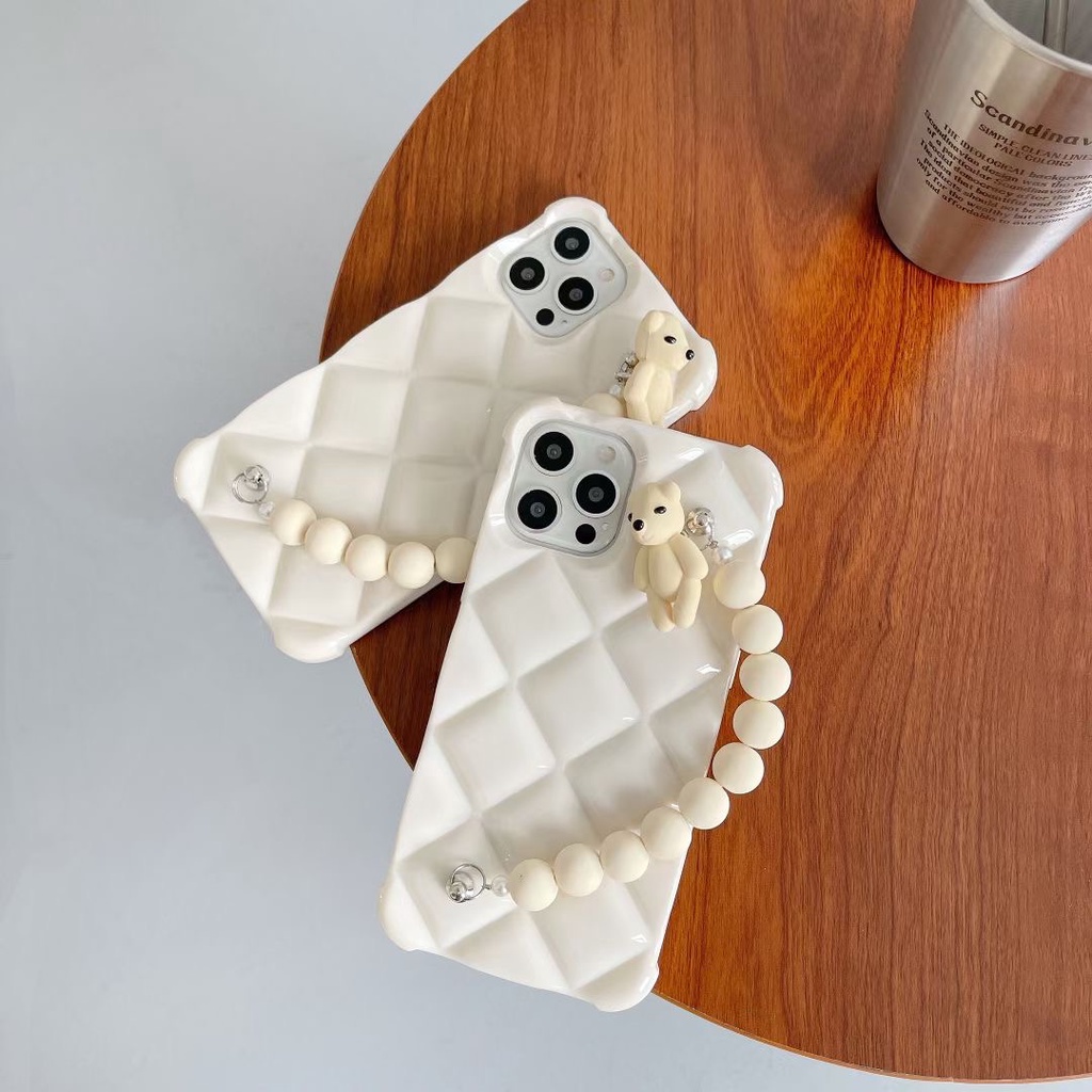 Ốp điện thoại TPU dẻo viền vuông màu trắng có dây đeo tay thích hợp cho IPHONE 12 PRO MAX 11 PRO MAX XS MAX XR X 7PLUS