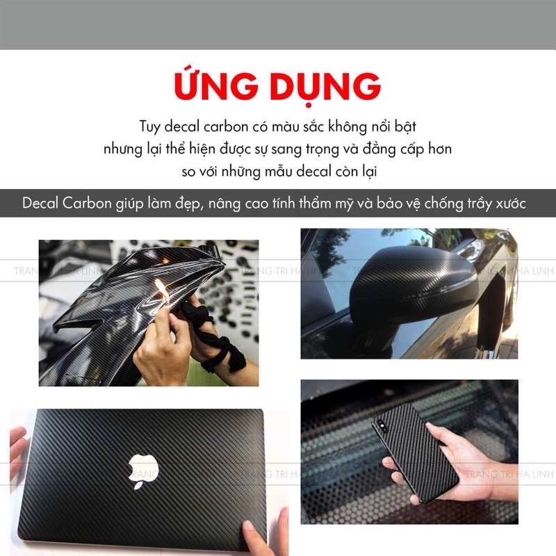 Decal Cacbon bóng, carbon nhám dán xe máy, ô tô, điện thoại, các vật dụng, dài 1m- cao 60cm