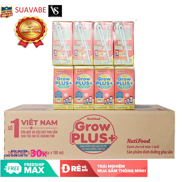 SỮA BỘT PHA SẴN NUTI GROW PLUS ĐỎ 180MLx48 hộp