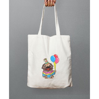 Túi Vải Tote Đeo Vai Hình CHÓ PUG MẶT XỆ CUTE - Túi Canvas Du Lịch Thời Trang mã TA023