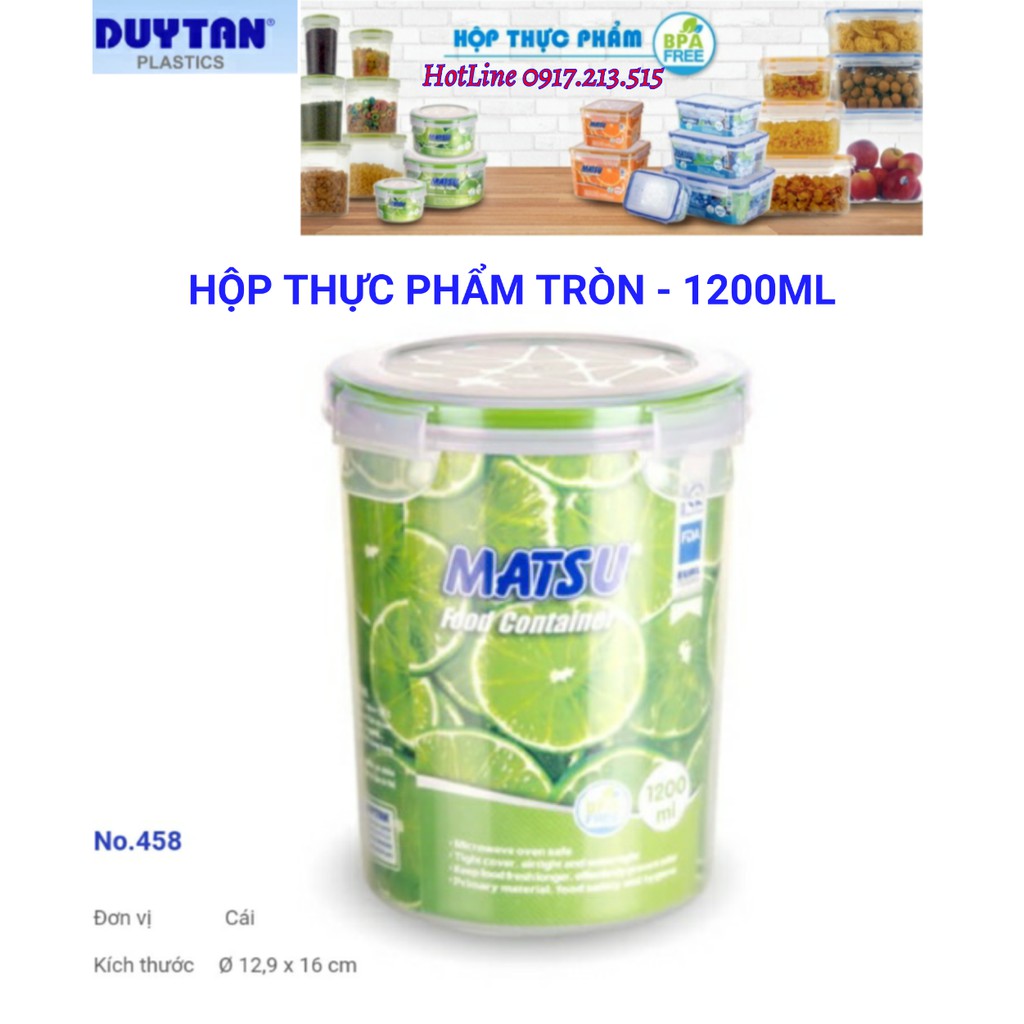 Hộp nhựa đựng thực phẩm tròn 1200ML DUY TÂN