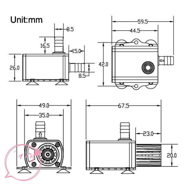 Máy Bơm Nước Không Chổi Than Hiussngha Dc12V Usb 5v 4 Chế Độ